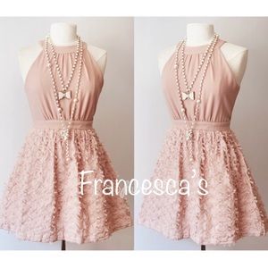 Francescas Buttons Blush Pink Mesh Bows Dress